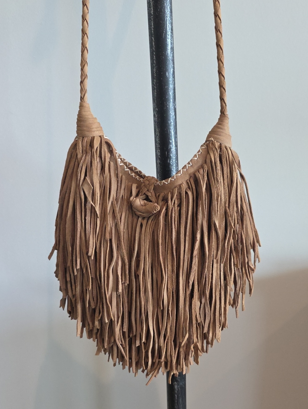 En Shalla Leather Fringe Crossbody Bag